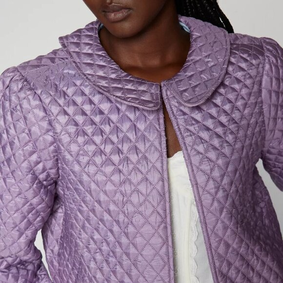 NWT UO Kimchi Blue Trinity Satin Quilted Purple Jacket - Picture 3 of 5